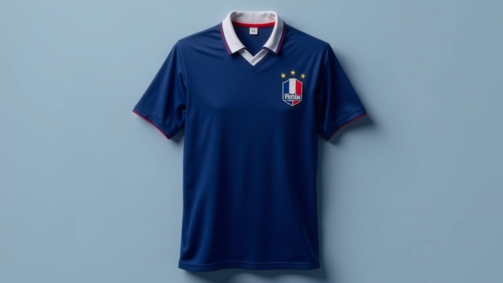 Maillot bleu foncé de l'équipe de France avec détails Adidas, variante extérieur des années 2000